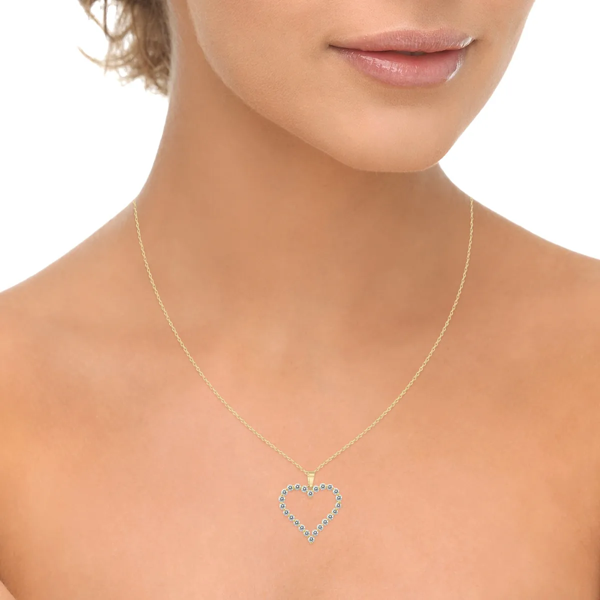 1 Ctw Diamond Heart Pendant In 14K Yellow Gold