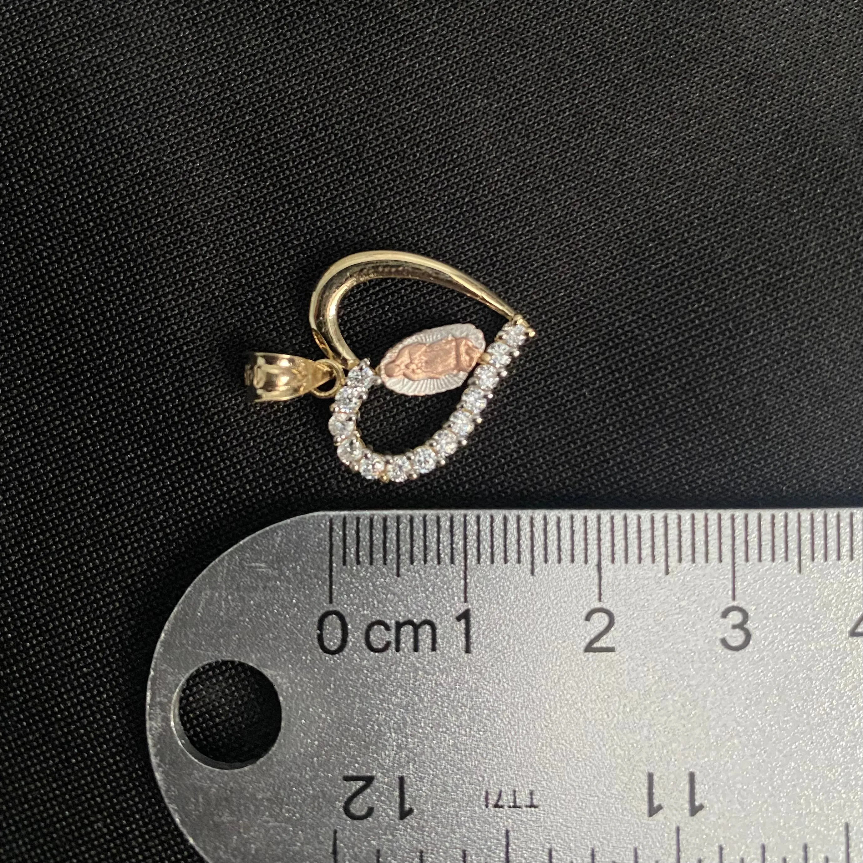 14k Gold Heart Virgencita Pendant 0387