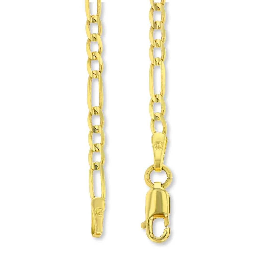 14k Gold Open Circle Gemini Zodiac Sign Pendant Figaro Necklace - Two-Tone Gold