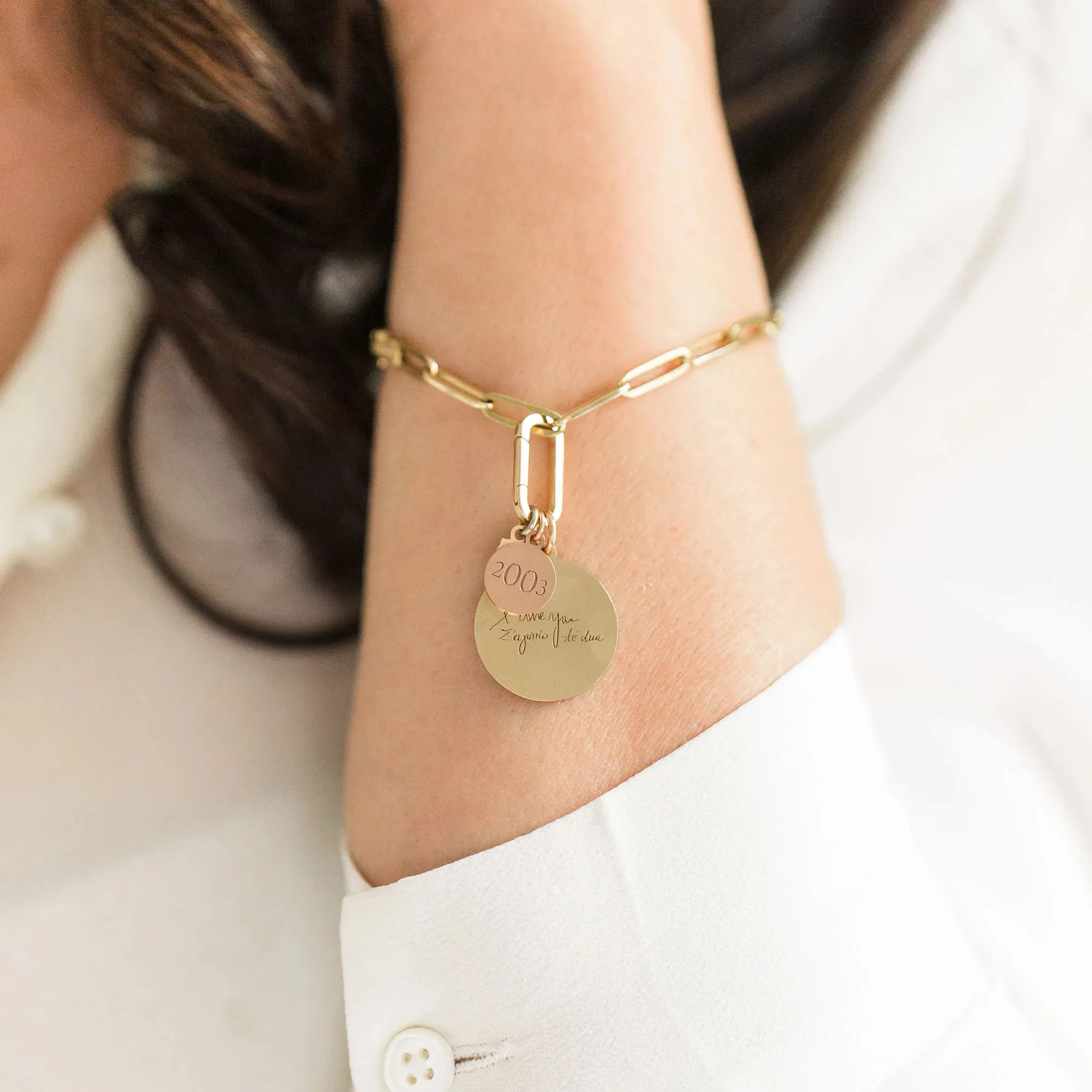 14K Rose Gold Long Oval Charm Holder