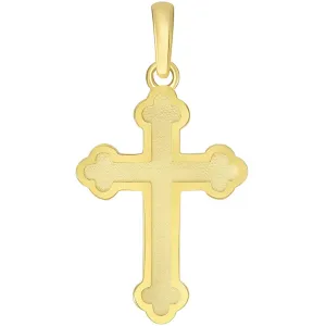 14k Solid Yellow Gold Eastern Orthodox Cross Pendant