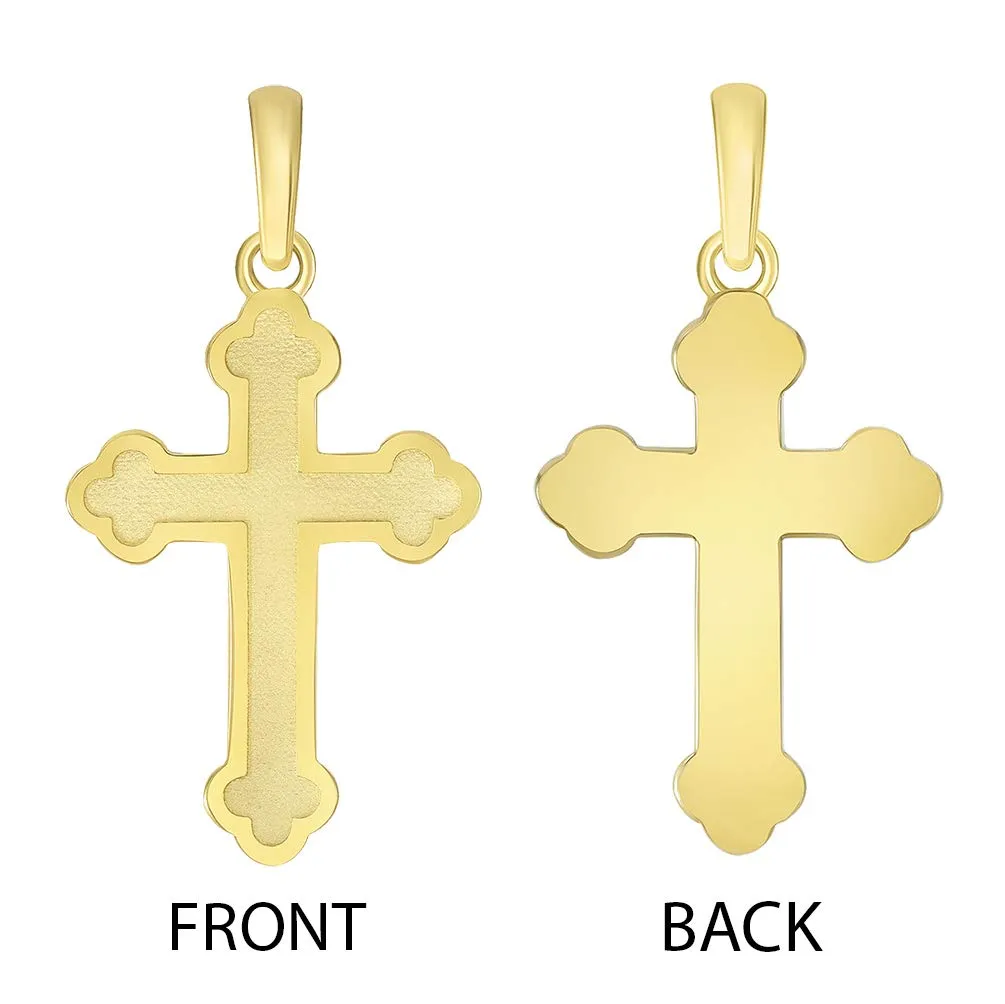 14k Solid Yellow Gold Eastern Orthodox Cross Pendant