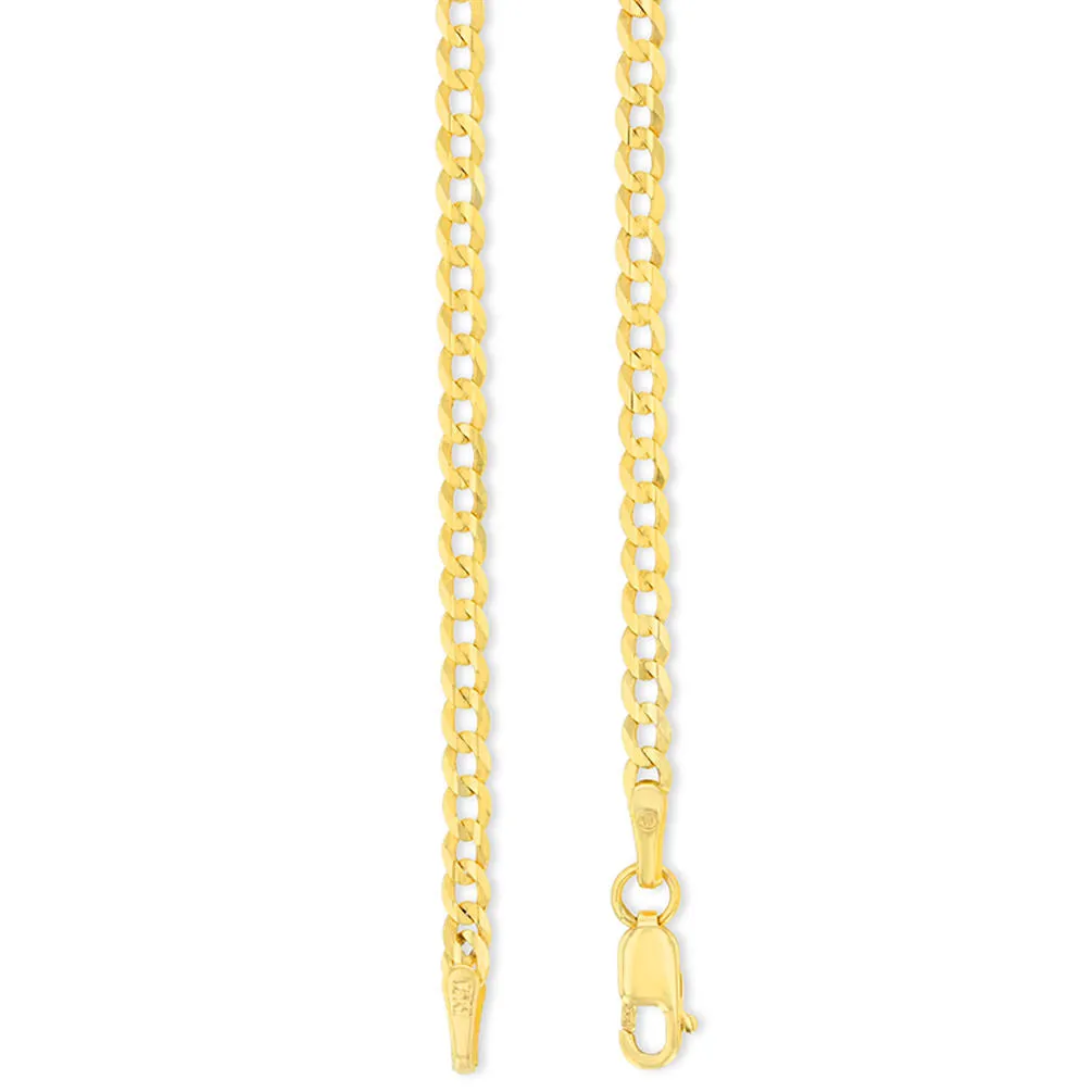 14k Yellow Gold Double Horn High Polished Crescent Moon Pendant with Cuban Chain Necklace