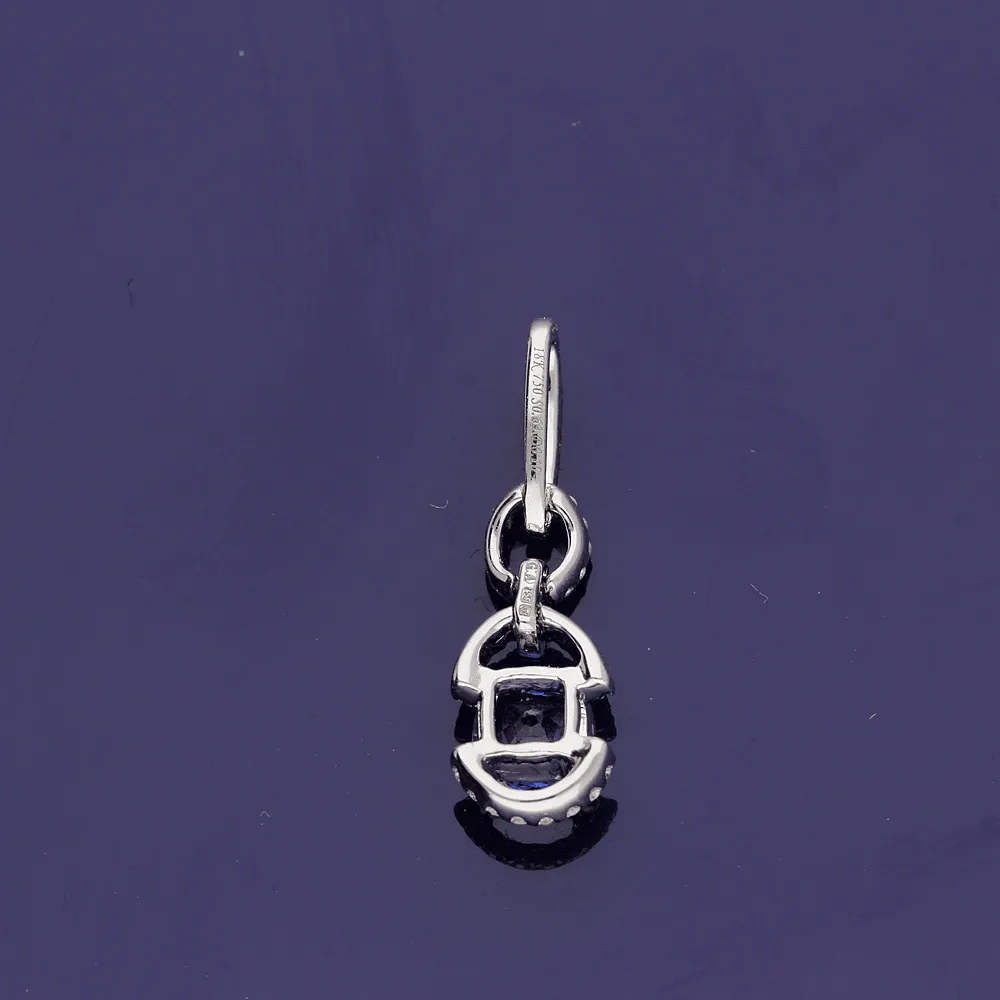 18ct White Gold Sapphire and Diamond Pendant