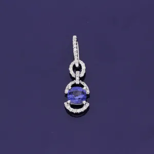18ct White Gold Sapphire and Diamond Pendant