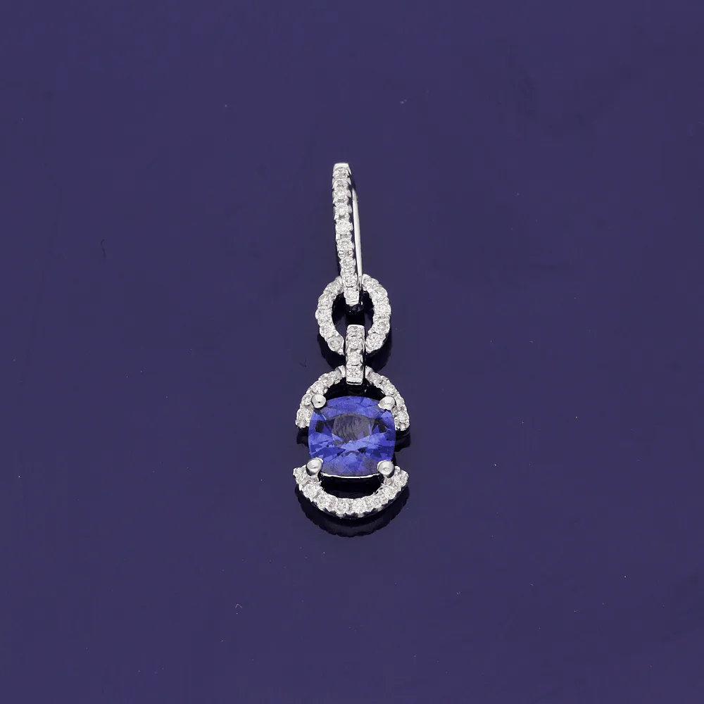 18ct White Gold Sapphire and Diamond Pendant