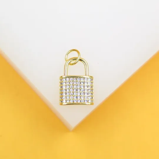 18K Gold Filled CZ Padlock Charm (A186)
