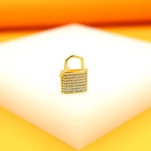 18K Gold Filled CZ Padlock Charm (A186)
