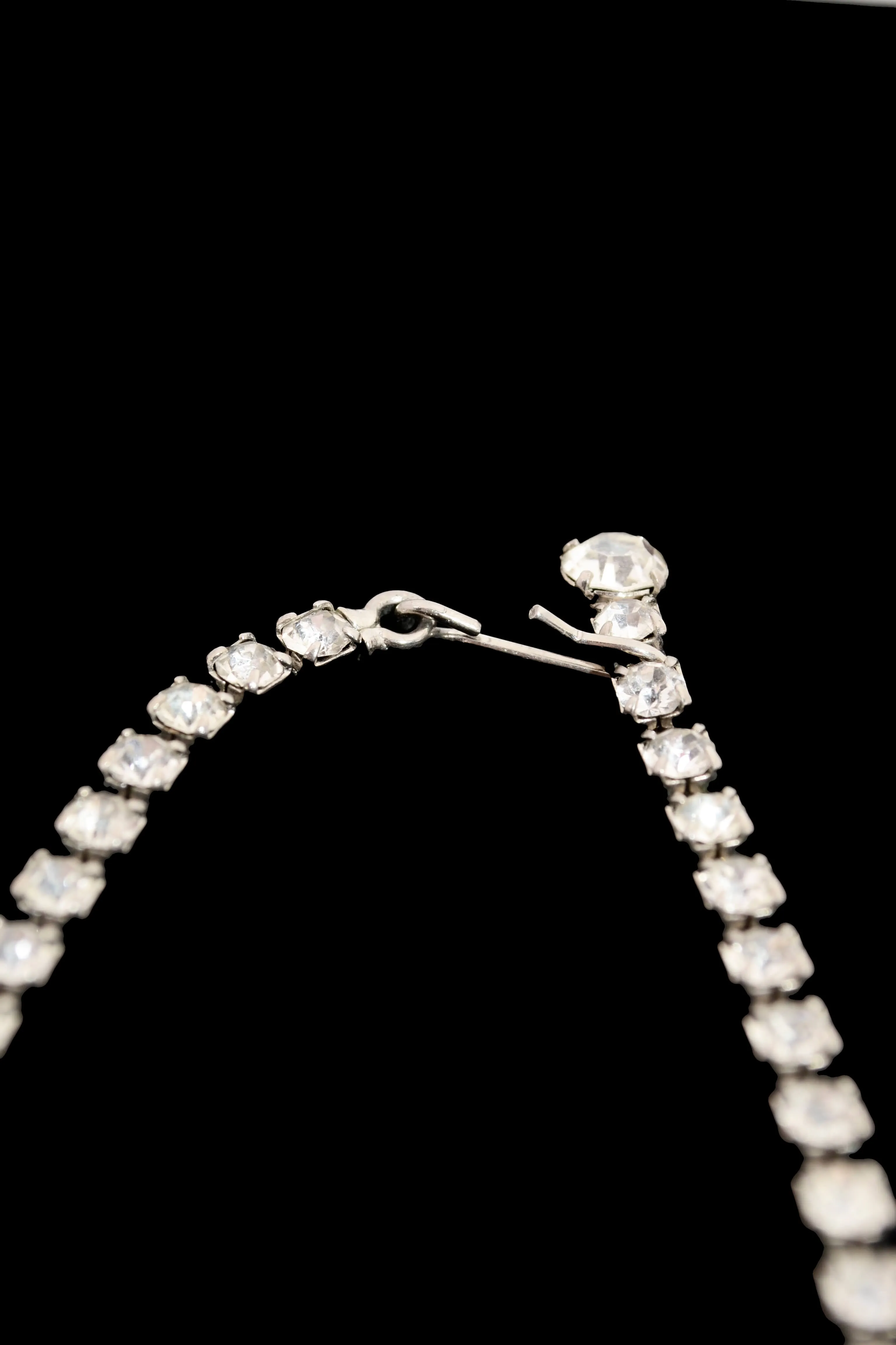 1960s Rhinestone Choker w/ Square & Circle Cut Central Stones