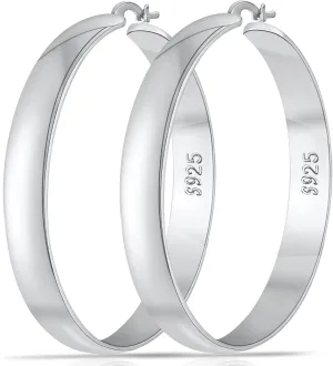 8mm Thick 925 Sterling Silver Hoops Earrings for Women 14K Real Gold Large Hoop Earrings Hypoallergenic and Lightweight Big Hoop Earrings for Women 20/30/40/50/60/70MM