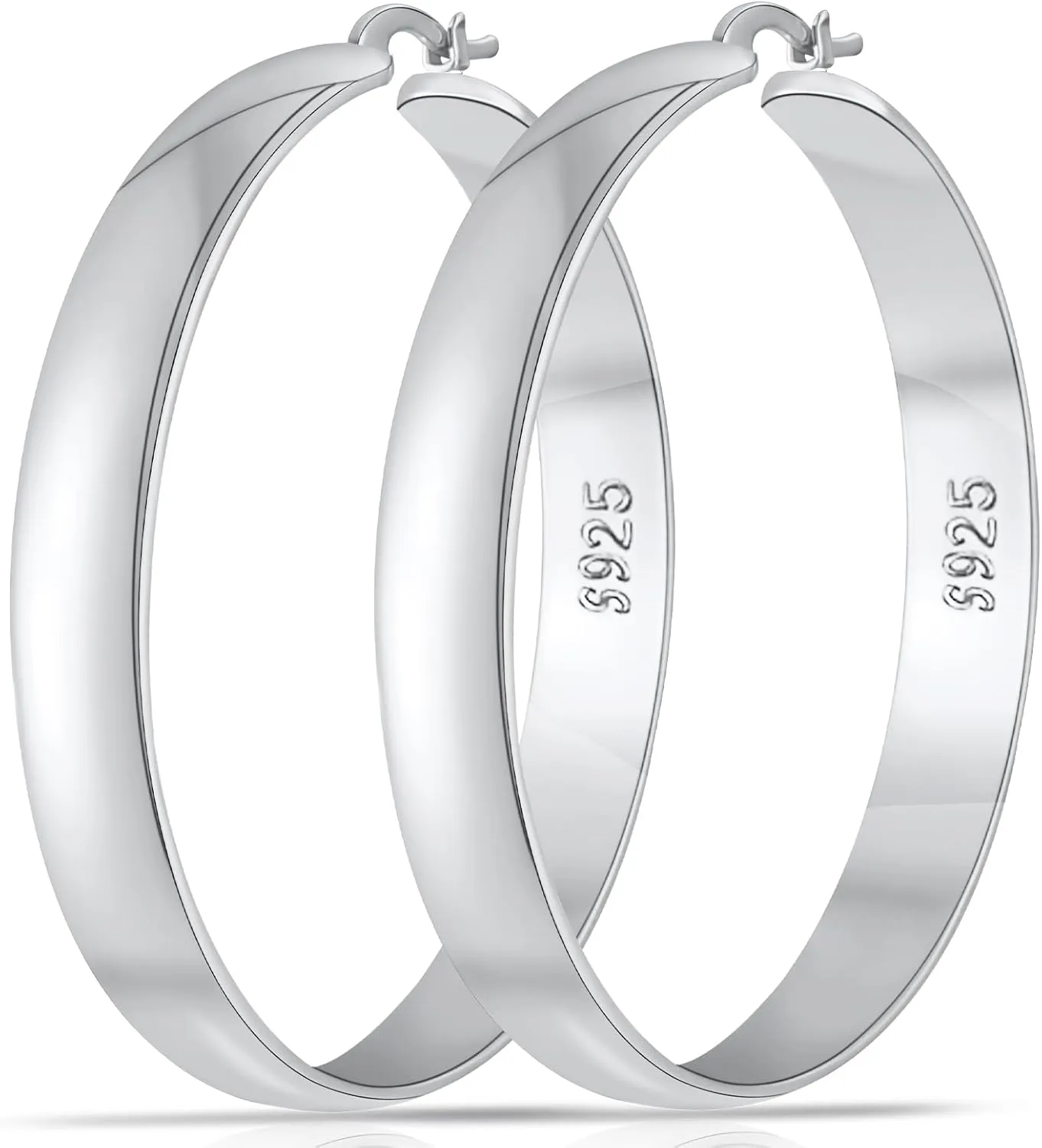 8mm Thick 925 Sterling Silver Hoops Earrings for Women 14K Real Gold Large Hoop Earrings Hypoallergenic and Lightweight Big Hoop Earrings for Women 20/30/40/50/60/70MM