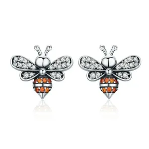 925 Sterling Silver Bee Earrings