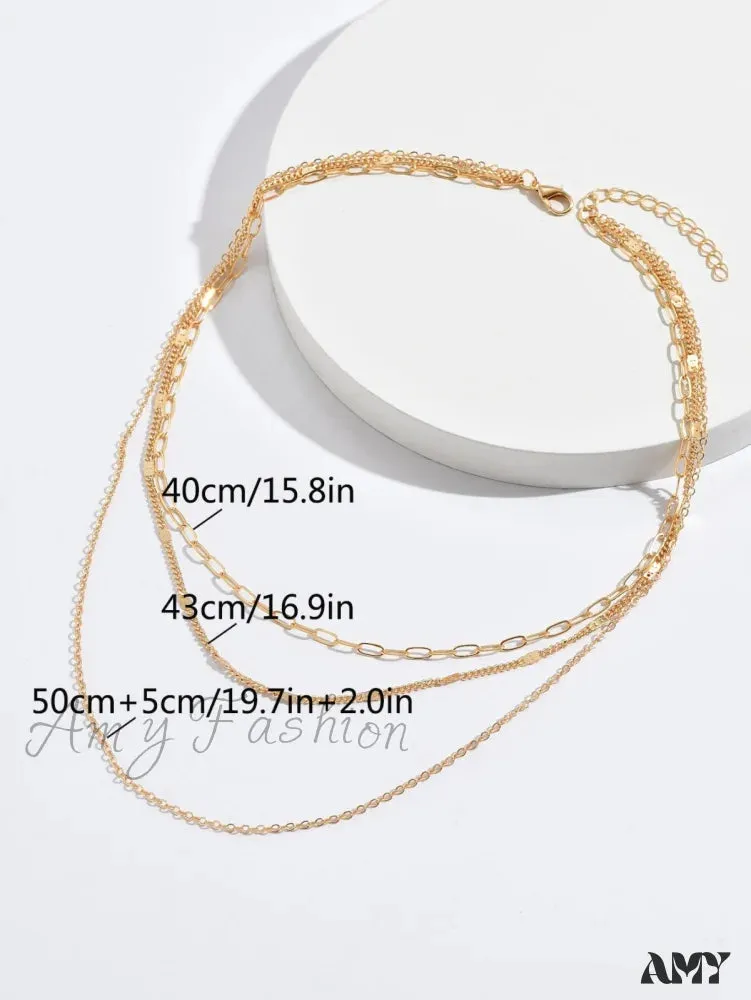 Amy Fashion - Minimalist Layered Chain Necklace