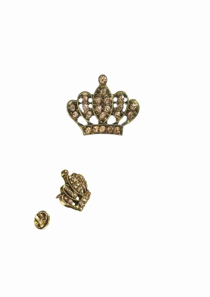 Antique Gold Mini Crown Pin