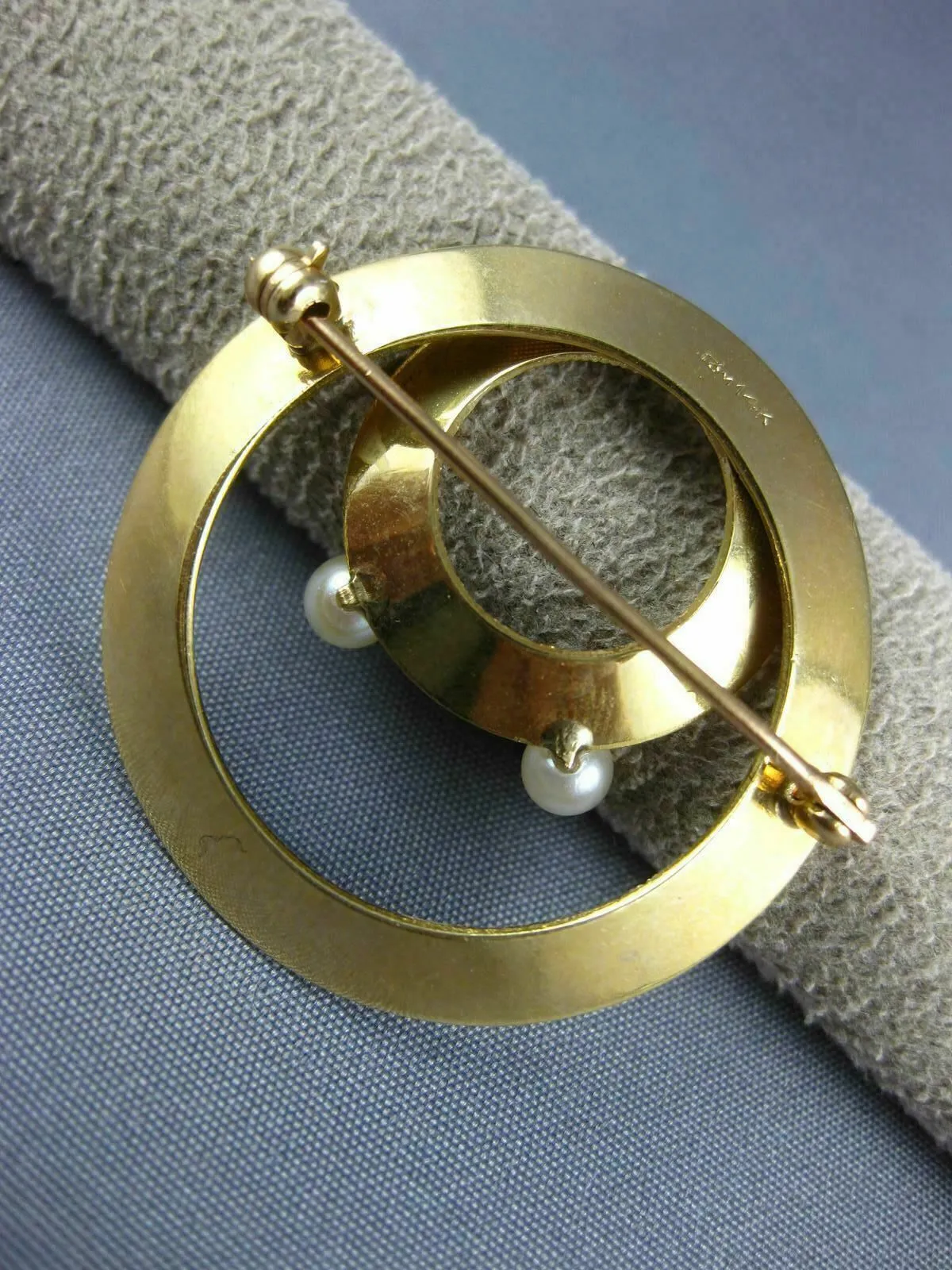 ANTIQUE LARGE AAA PEARL 14KT YELLOW GOLD 3D CLASSIC HAPPY FACE BROOCH PIN #1667