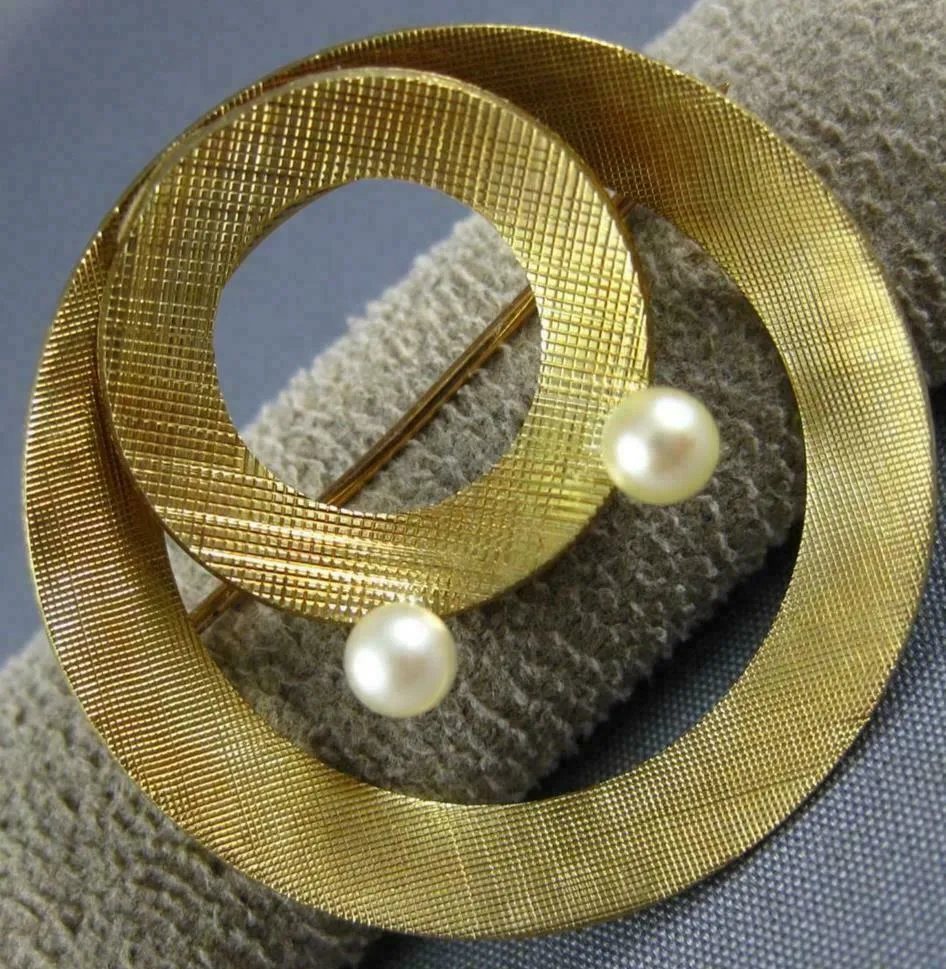 ANTIQUE LARGE AAA PEARL 14KT YELLOW GOLD 3D CLASSIC HAPPY FACE BROOCH PIN #1667
