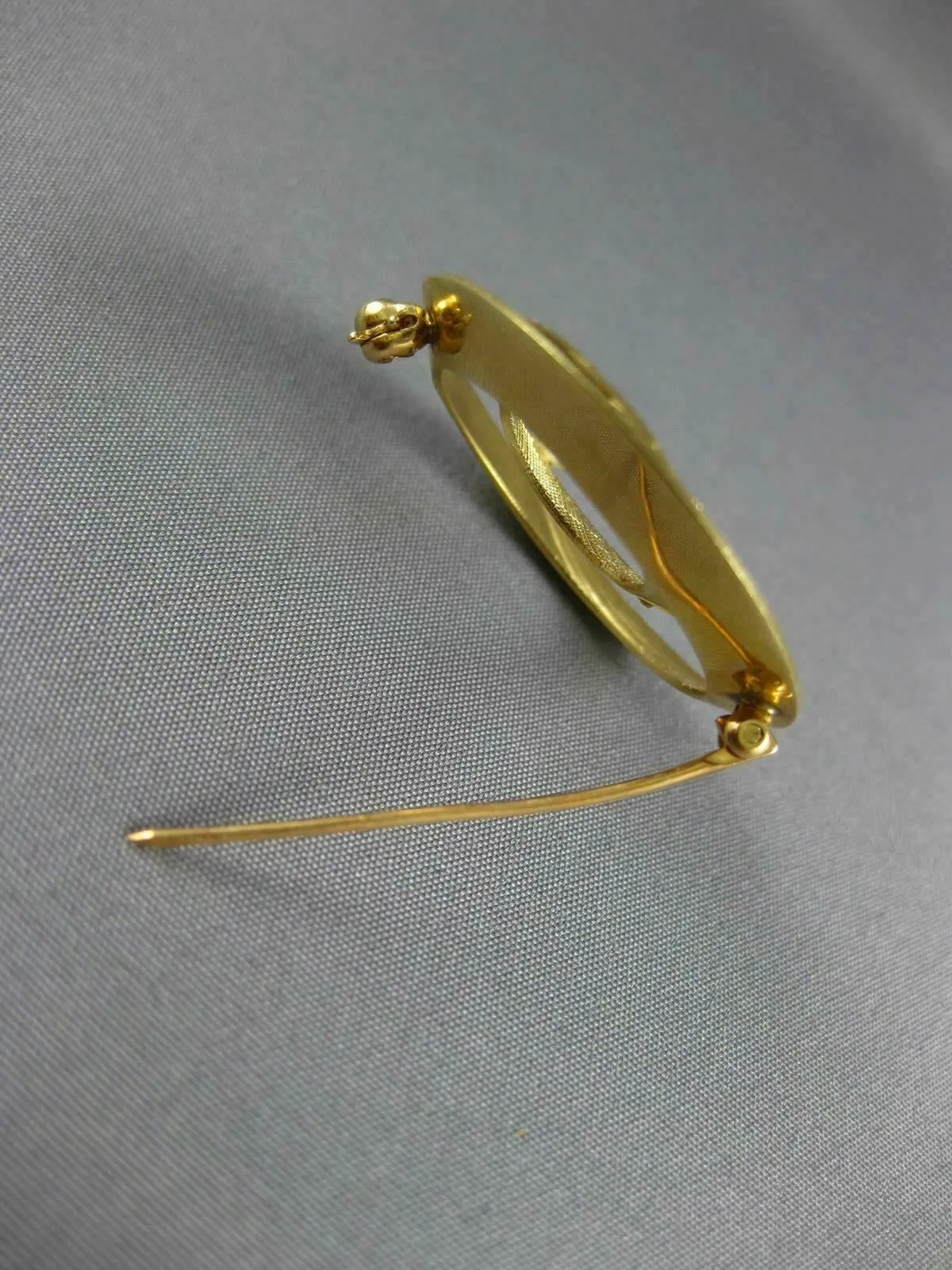 ANTIQUE LARGE AAA PEARL 14KT YELLOW GOLD 3D CLASSIC HAPPY FACE BROOCH PIN #1667