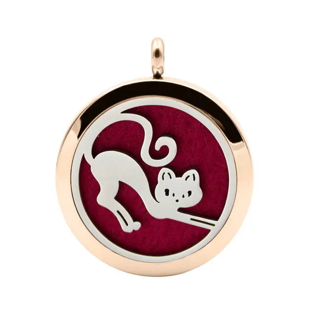 Aromatherapy Cat Pendant Jewelry Stainless Steel Essential Oil Diffuser Necklace Scent Locket With Refill Pads g