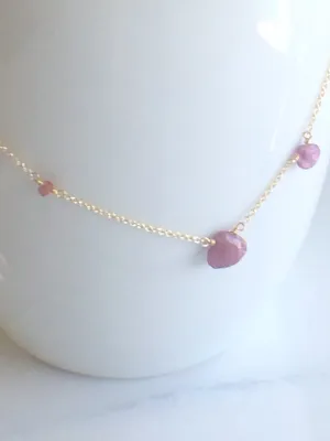 Asymmetric Pink Sapphire Necklace