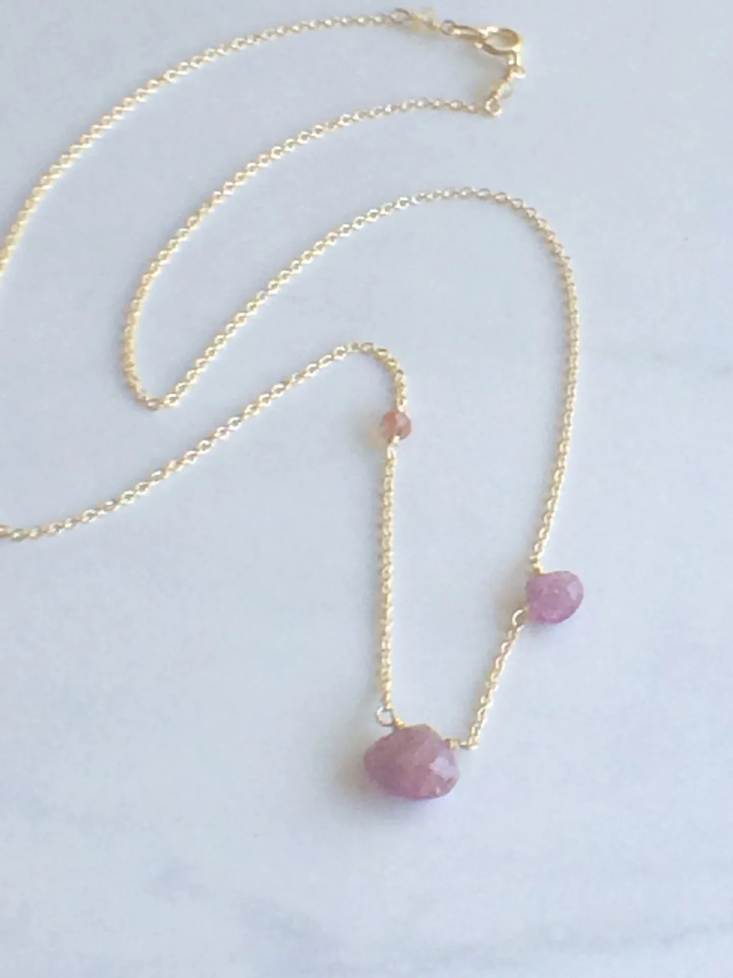 Asymmetric Pink Sapphire Necklace