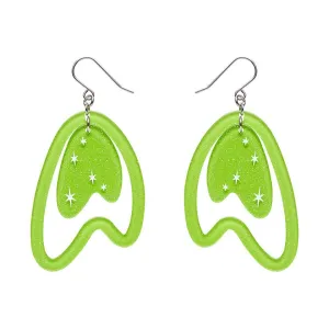 Atomic Boomerang Drop Earrings - Green