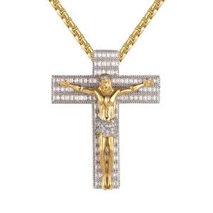 Baguette Jesus Cross Crucifix Religious Charm Free Box Chain