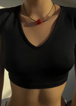 Black Cord & Red Bead Choker
