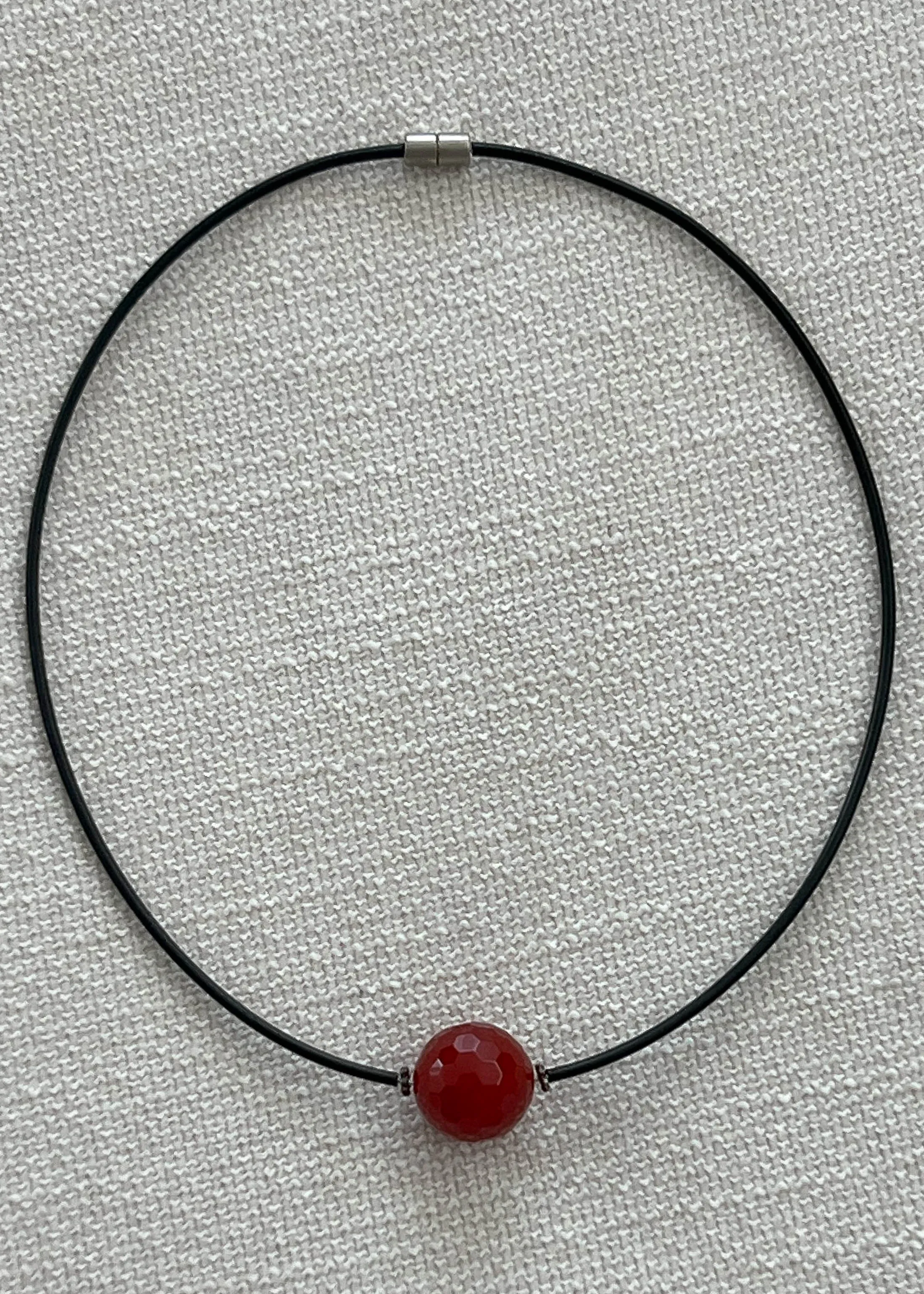 Black Cord & Red Bead Choker
