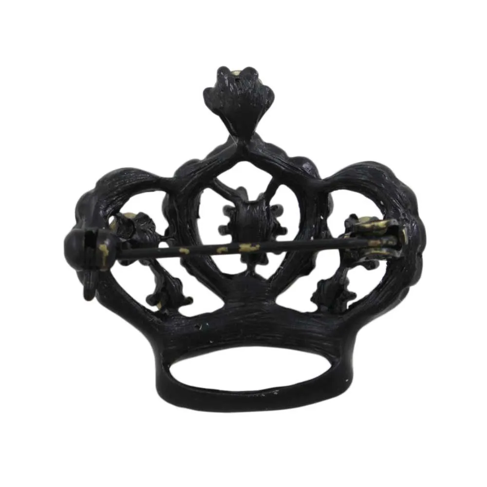 Black Crown with Bejeweled Crystals Brooch Pin -  PRF362