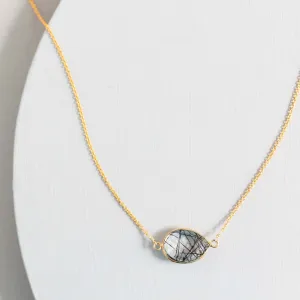 Black Rutilated Quartz Minimalist Necklace