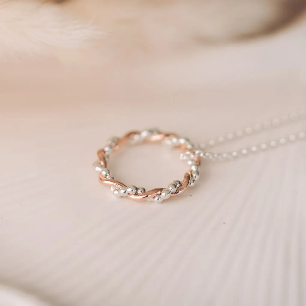 Bramble 9ct Rose Gold and Silver Pendant Necklace