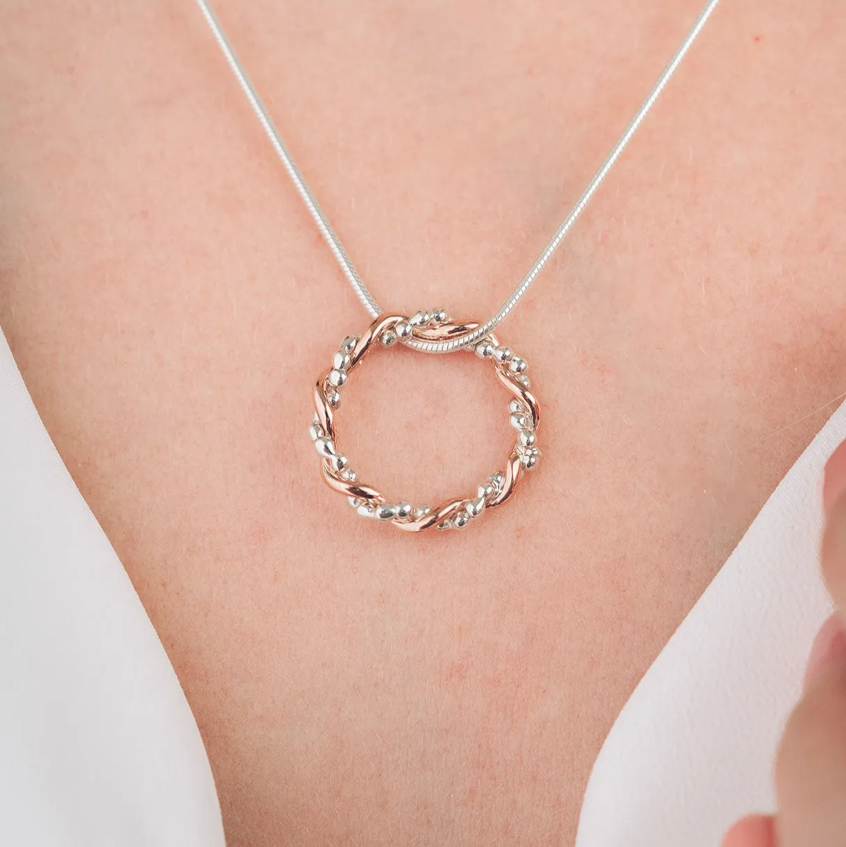 Bramble 9ct Rose Gold and Silver Pendant Necklace