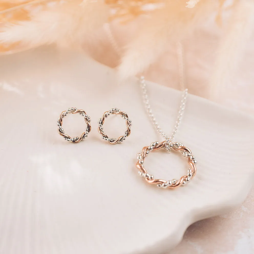 Bramble 9ct Rose Gold and Silver Pendant Necklace