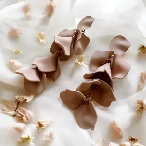 Brown - Latte brown flower petals earrings