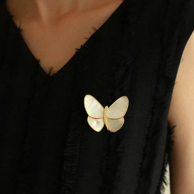 Butterfly Colorful Mother of Shell Brooch