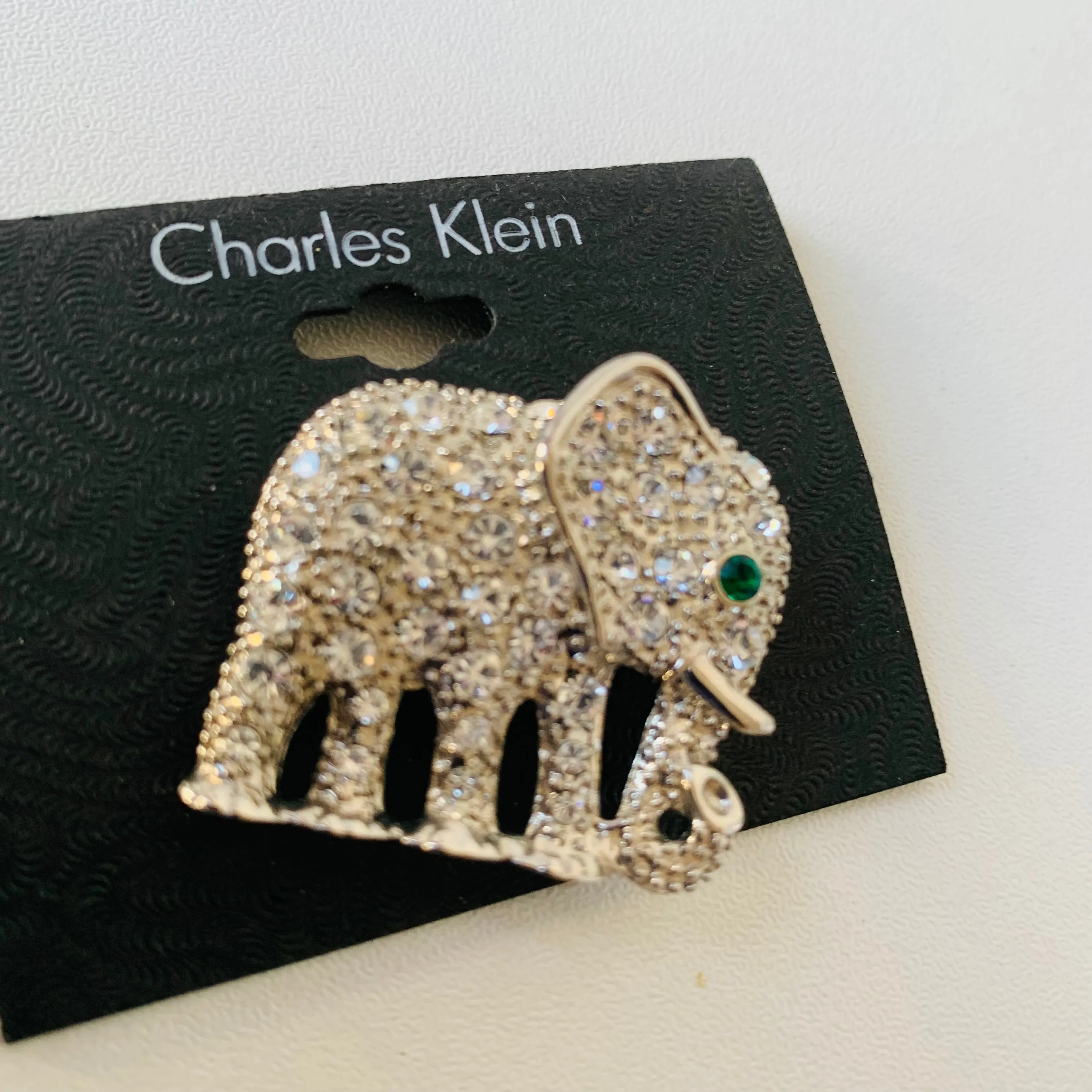 Charles Klein Vintage Rhinestone Elephant Brooch NWT