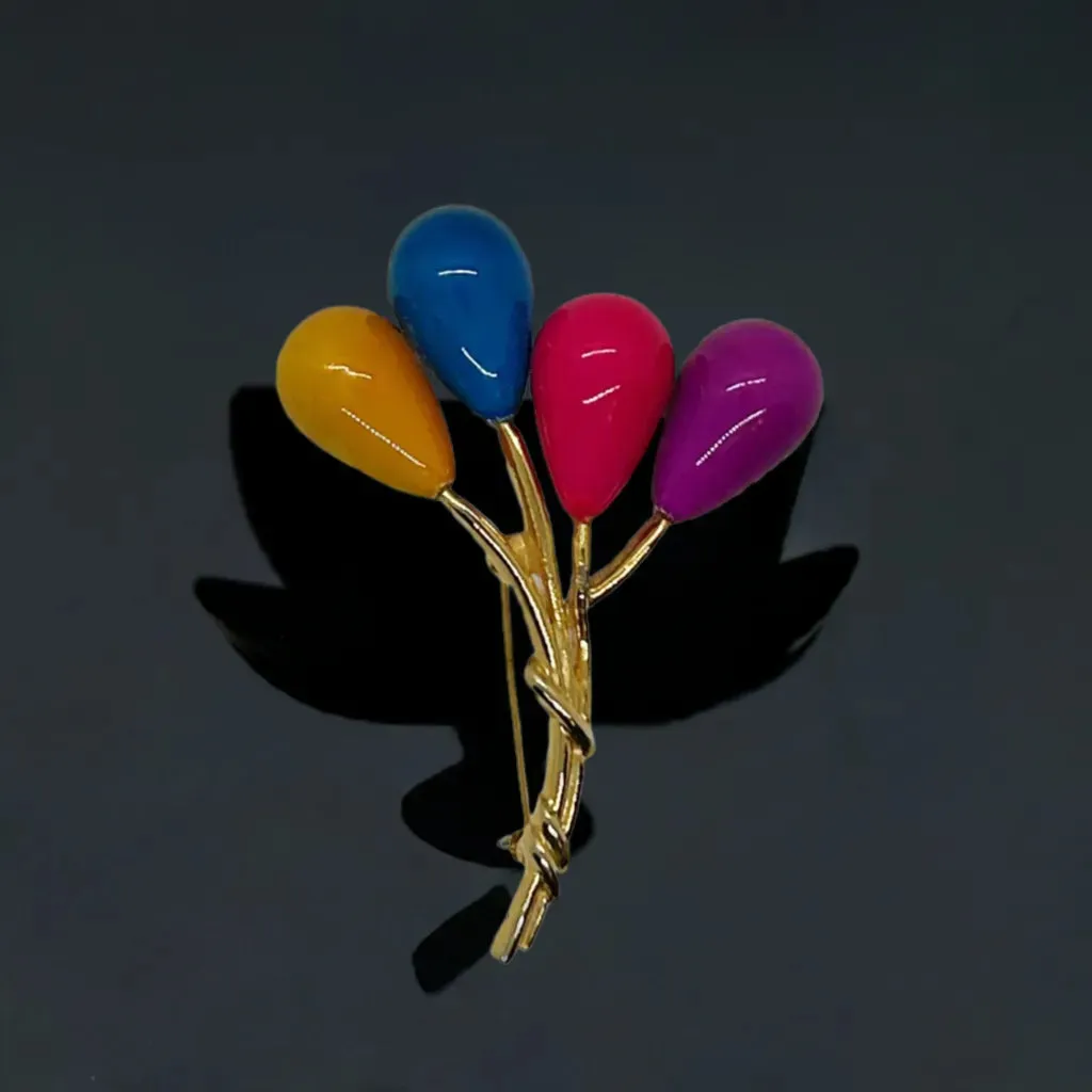 Cheerful Colorful Balloon Bouquet Brooch