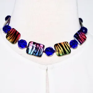 Chunky Blue Animal Print Shell Necklace