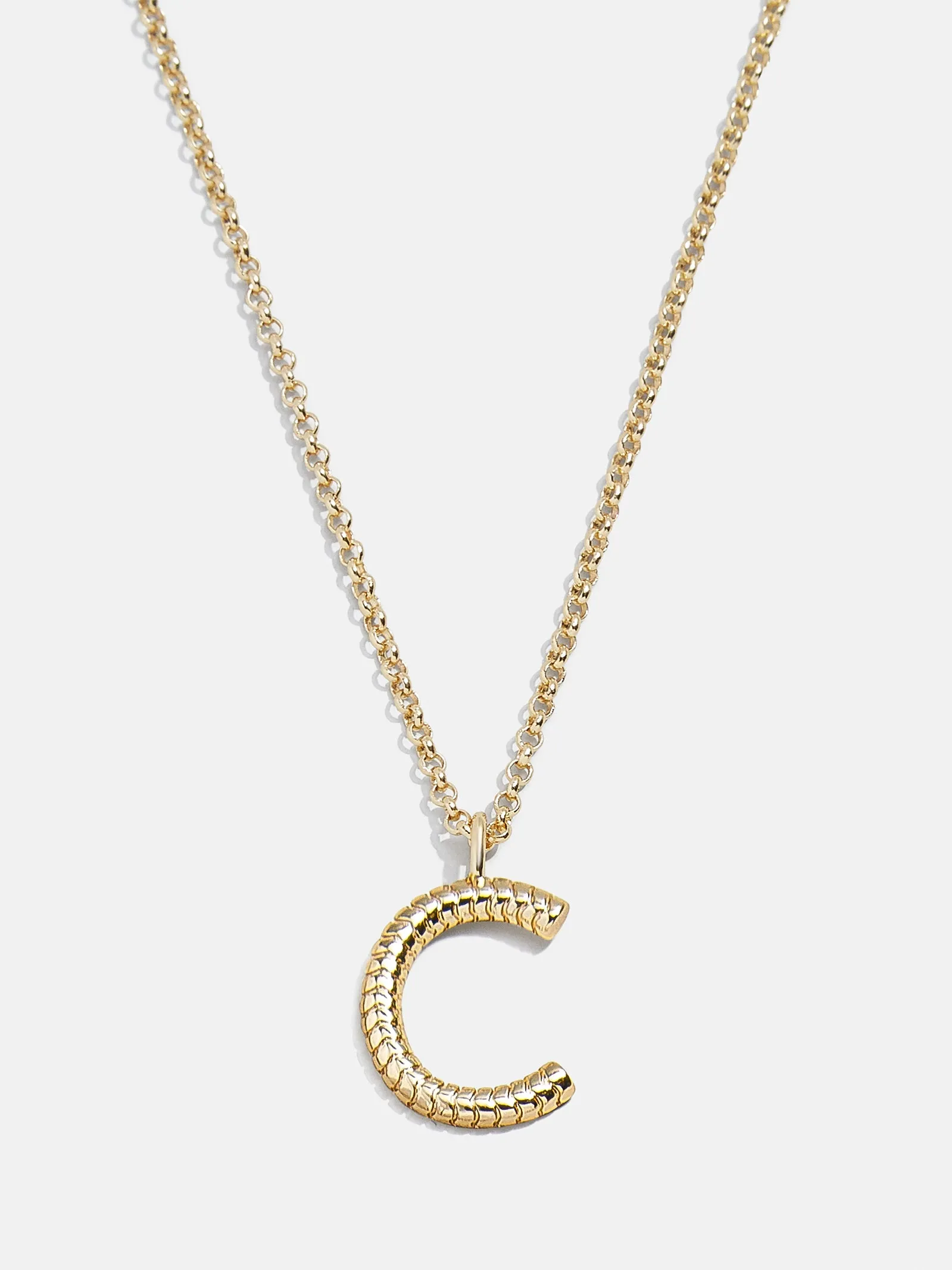 Classic Initial Necklace - Ribbed Gold Initial