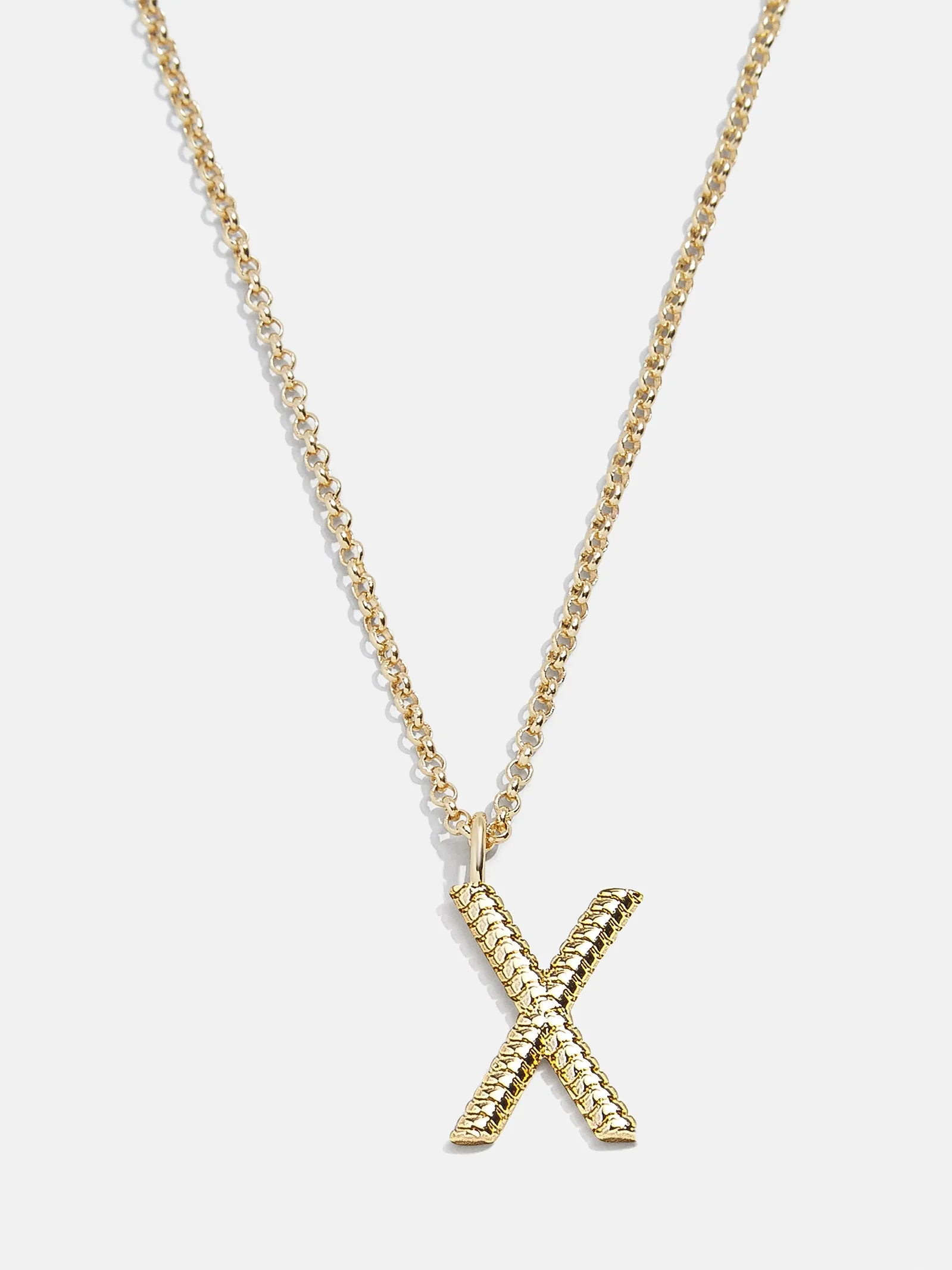 Classic Initial Necklace - Ribbed Gold Initial