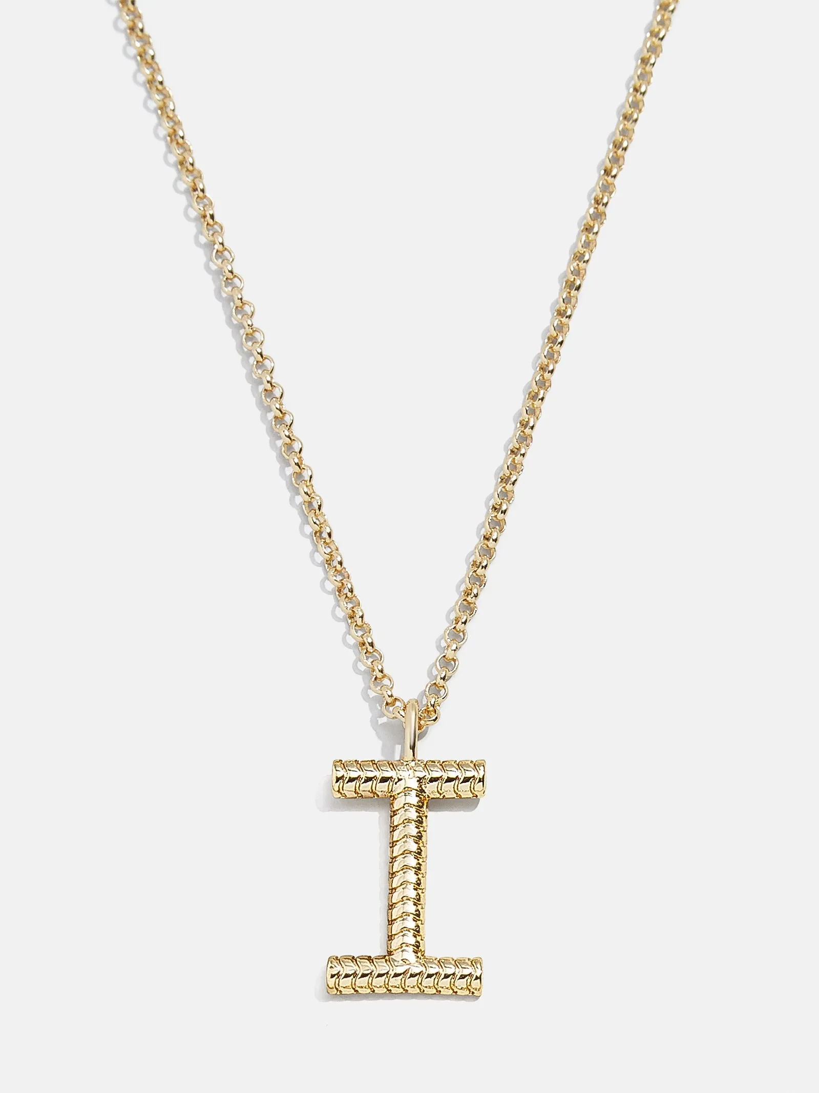 Classic Initial Necklace - Ribbed Gold Initial
