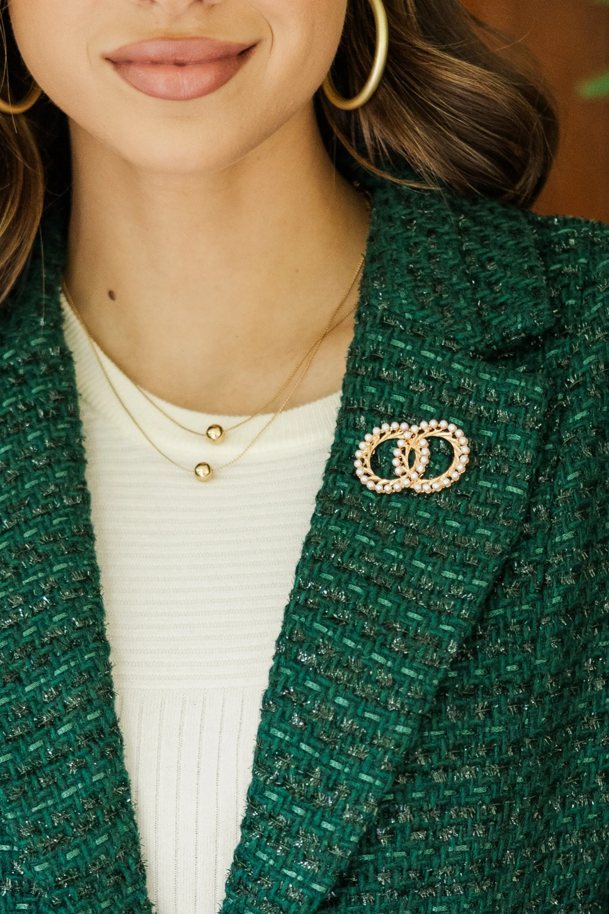 Classic Pops Gold Pearl Brooch Pin