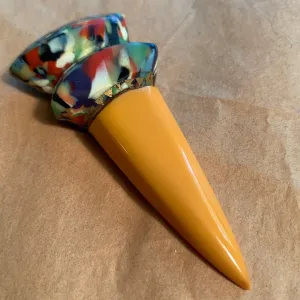 Colorful Carved Bakelite Clip