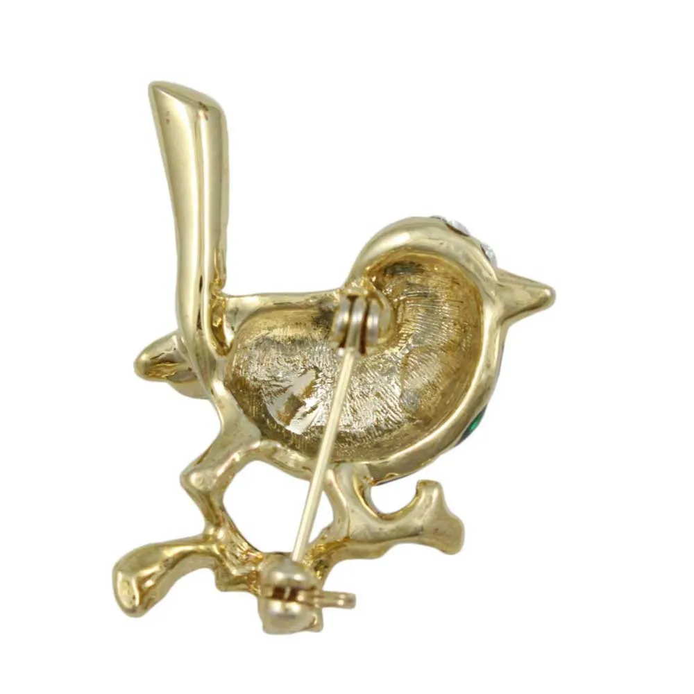 Colorful Enamel and Crystal Mockingbird Brooch Pin - PRB903