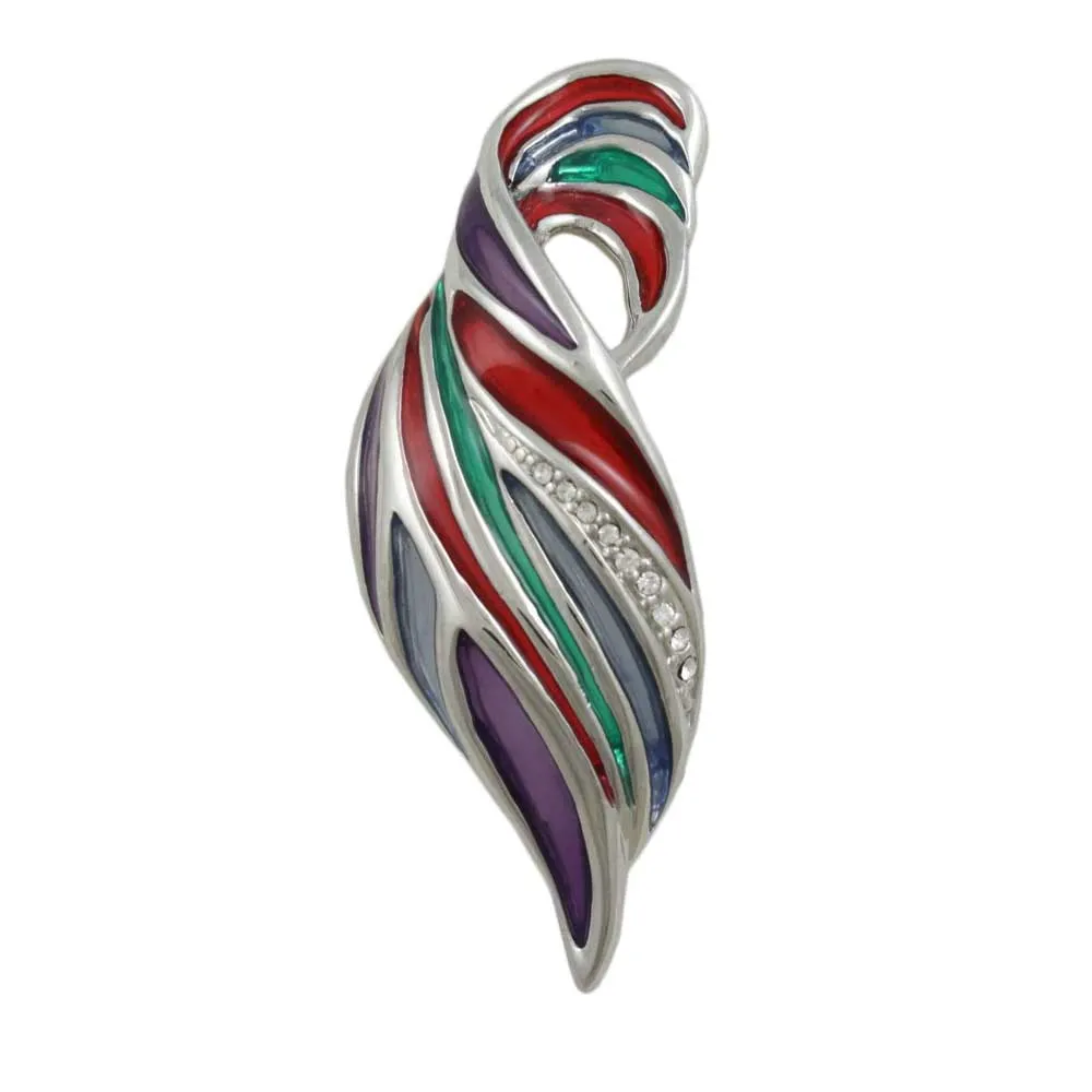 Colorful Enamel and Crystal Wave Brooch Pin - PRF713