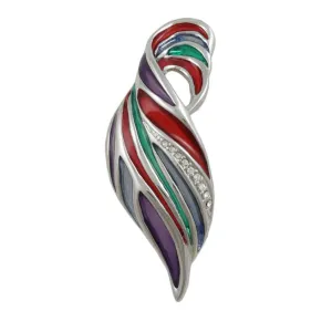 Colorful Enamel and Crystal Wave Brooch Pin - PRF713