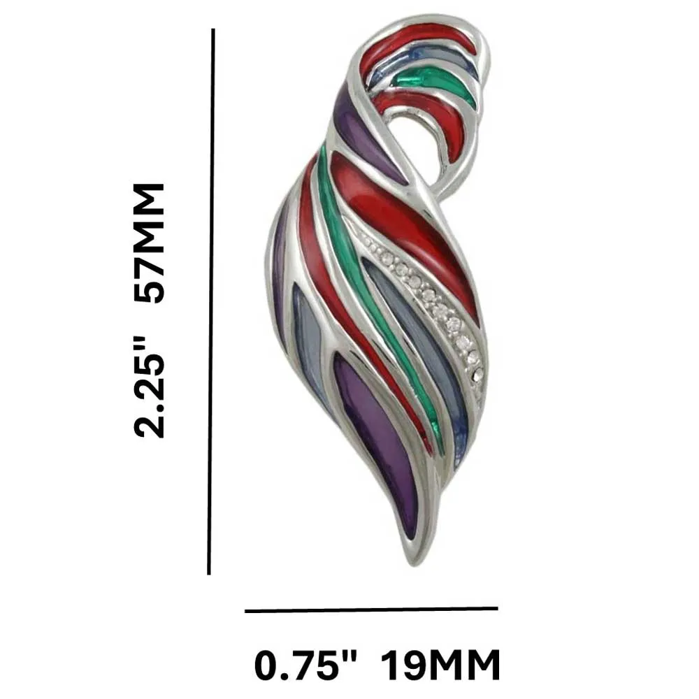 Colorful Enamel and Crystal Wave Brooch Pin - PRF713