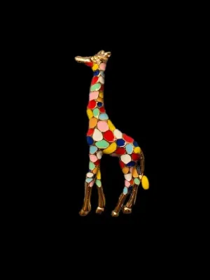 Colorful Giraffe Enamel Lapel Pin Broach