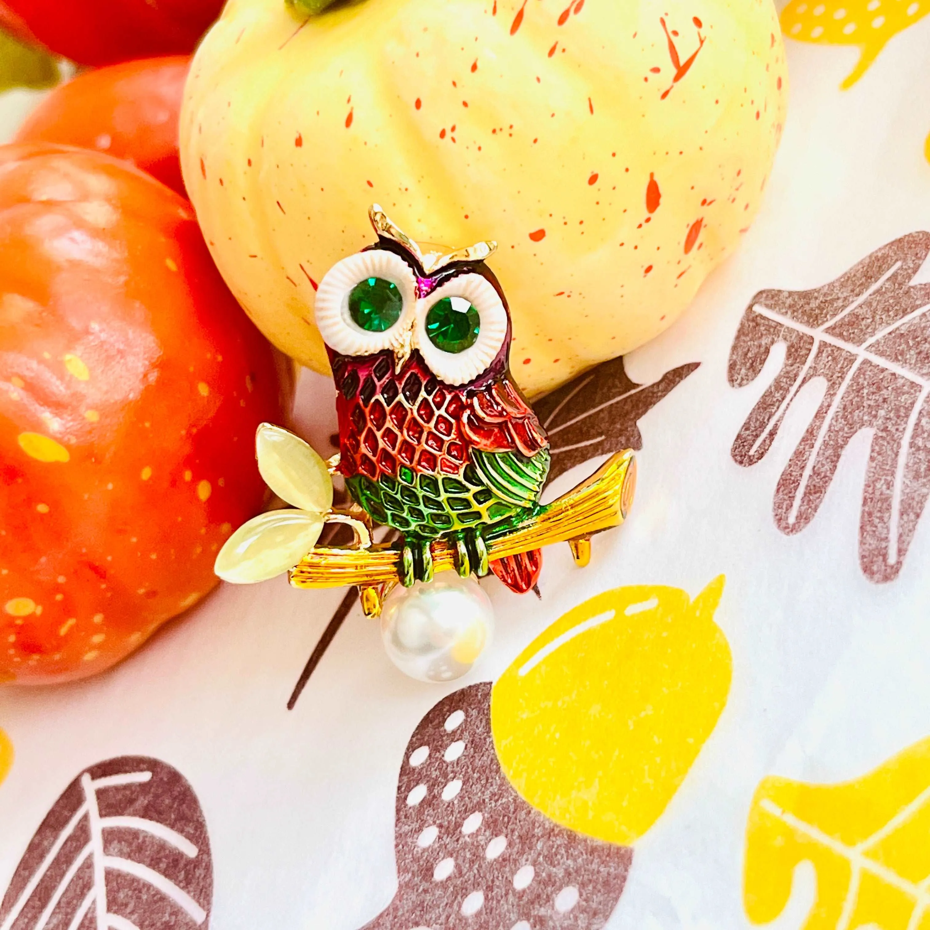 Colorful Owl Brooch