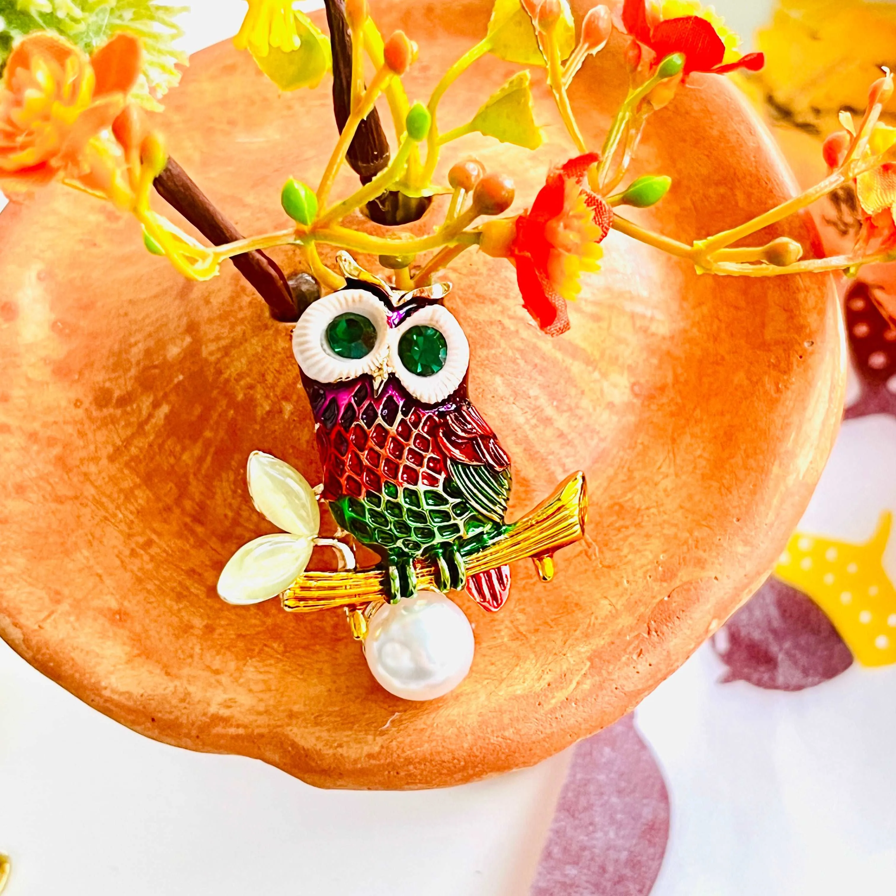 Colorful Owl Brooch